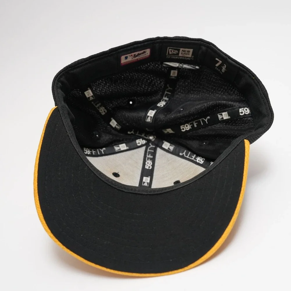 New‎ Era 59FIFTY Pittsburgh Pirates Hat Fitted Size 7 3/8 Black Yellow MLB
